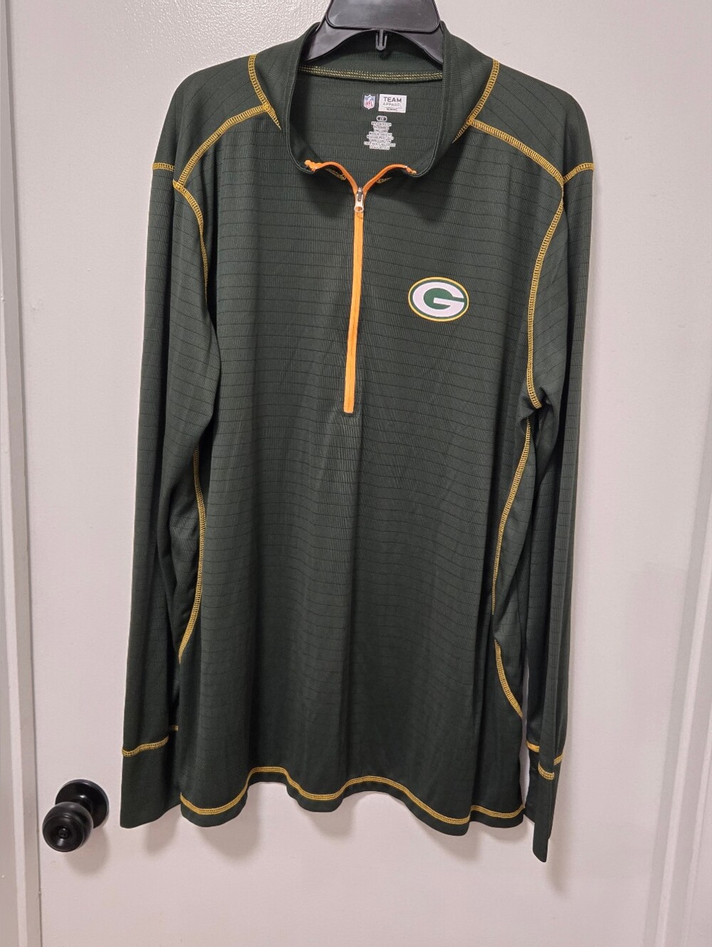 NFL Team Apparel Womens Green Bay Packers 1/2 Zip Shirt Green Sz XXL